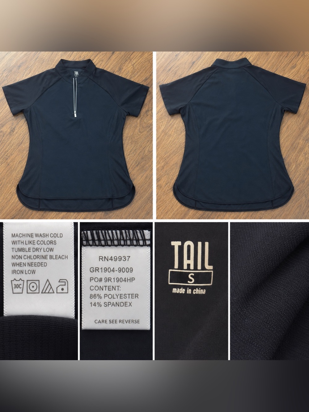 Tail Black‎ Short-Sleeve Golf Top with Quarter Zip